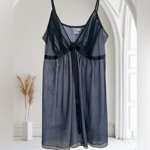 Victorias Secret Lingerie Small Black Teddy Top Y2K Slight Sheer Mesh